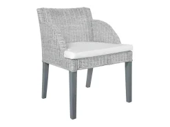 Sillas de comedor con cojines 2 unidades ratán natural gris