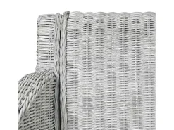Sillas de comedor con cojines 2 unidades ratán natural gris