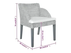 Sillas de comedor con cojines 2 unidades ratán natural gris