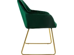 Sillas de comedor con respaldo juego de 2 tapicería de terciopelo verde con patas de metal ML-Design
