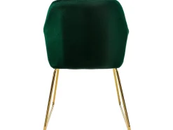 Sillas de comedor con respaldo juego de 2 tapicería de terciopelo verde con patas de metal ML-Design