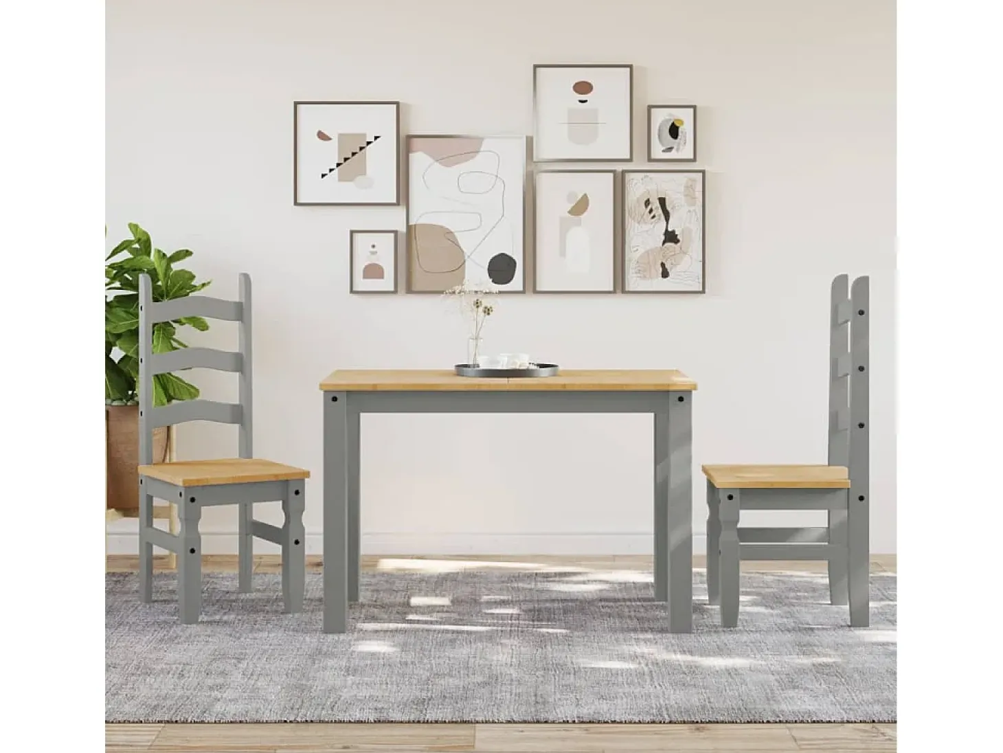 Sillas de comedor Corona 2 unidades madera pino gris 42x47x107 cm