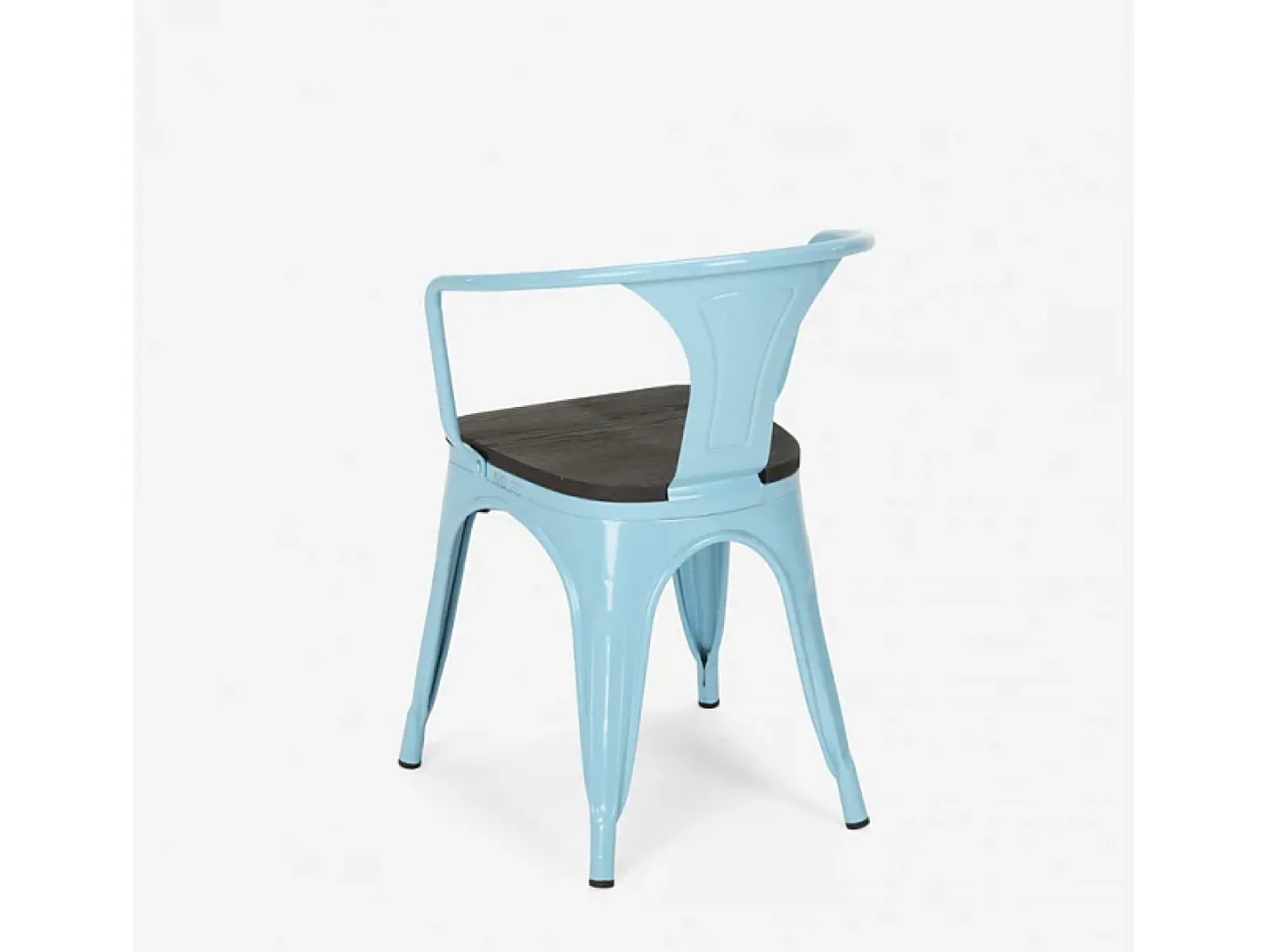 sillas de comedor de metal y madera estilo industrial steel wood arm - Azul