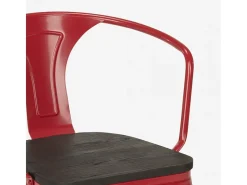 sillas de comedor de metal y madera estilo industrial steel wood arm - Rojo