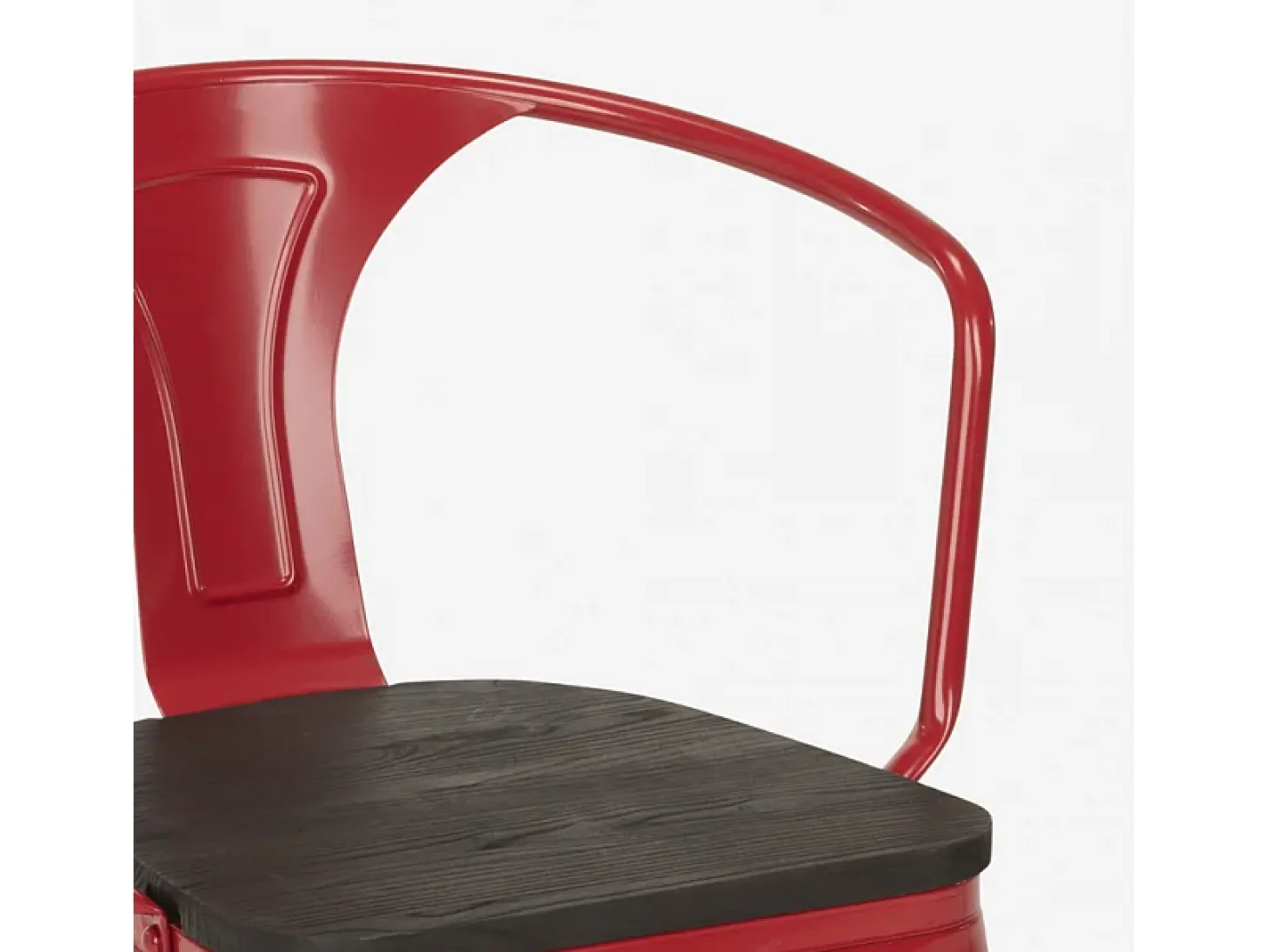 sillas de comedor de metal y madera estilo industrial steel wood arm - Rojo