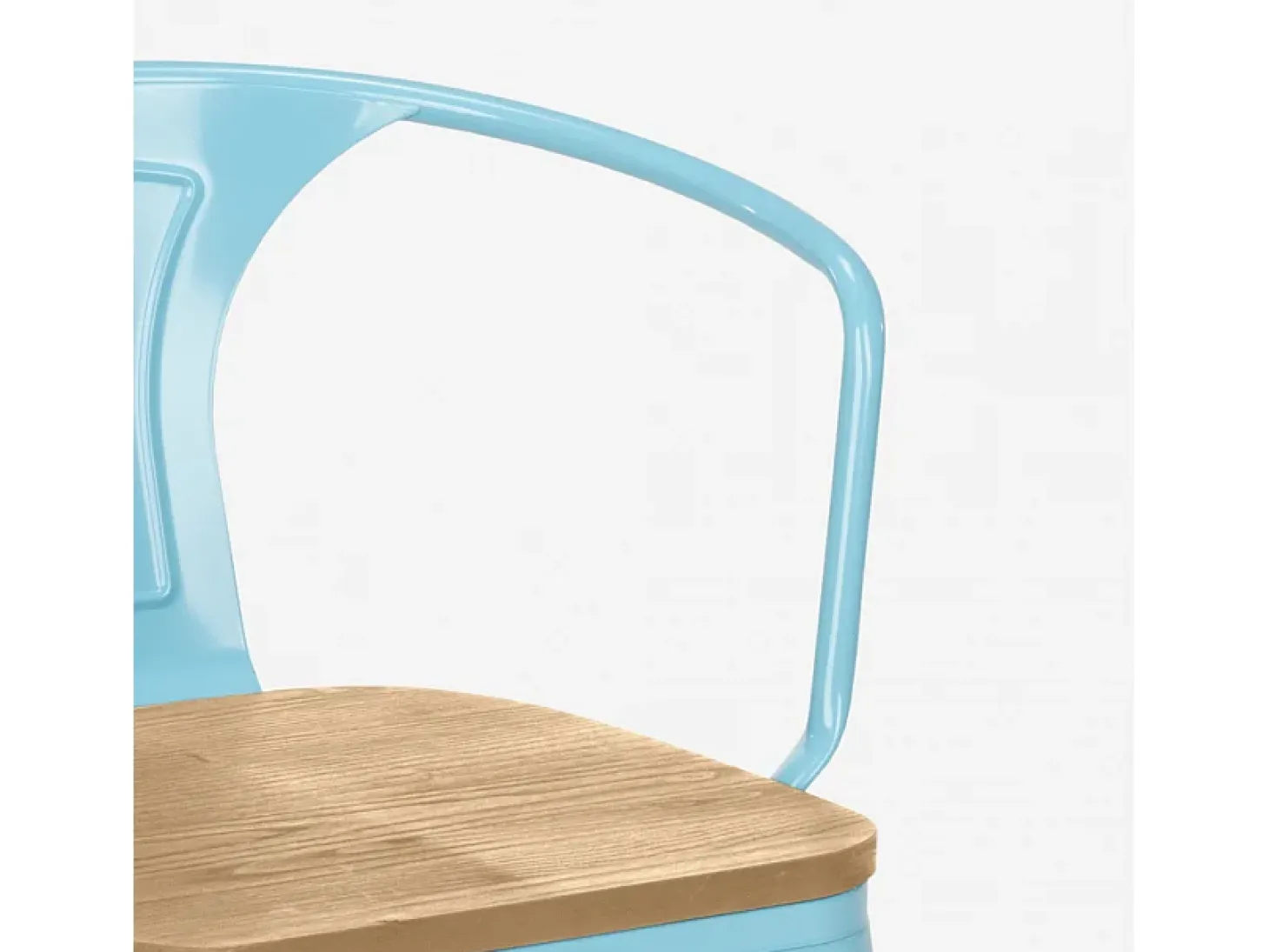 sillas de comedor de metal y madera estilo industrial steel wood arm light - Azul