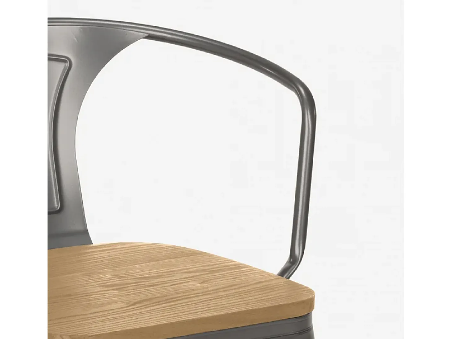 sillas de comedor de metal y madera estilo industrial steel wood arm light - Gris Oscuro