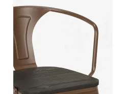 sillas de comedor de metal y madera estilo industrial steel wood arm - Marrón