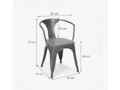 sillas de comedor de metal y madera estilo industrial steel wood arm light - Blanco