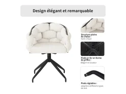 Sillas de comedor de terciopelo de lujo, juego de 2, silla giratoria, rotación de 360°, sillas de comedor con respaldo, beige