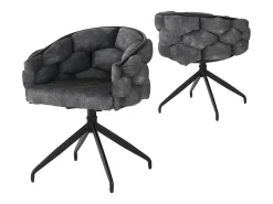 Sillas de comedor de terciopelo de lujo, juego de 2, silla giratoria, rotación de 360°, sillas de comedor con respaldo, gris