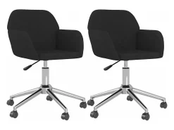 Sillas de comedor giratorias 2 unidades tela negro