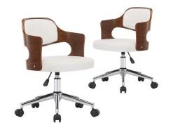 Sillas de comedor giratorias 2 unidades madera curvada cuero blanco