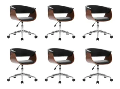 Sillas de comedor giratorias 6 unidades cuero sintético negro