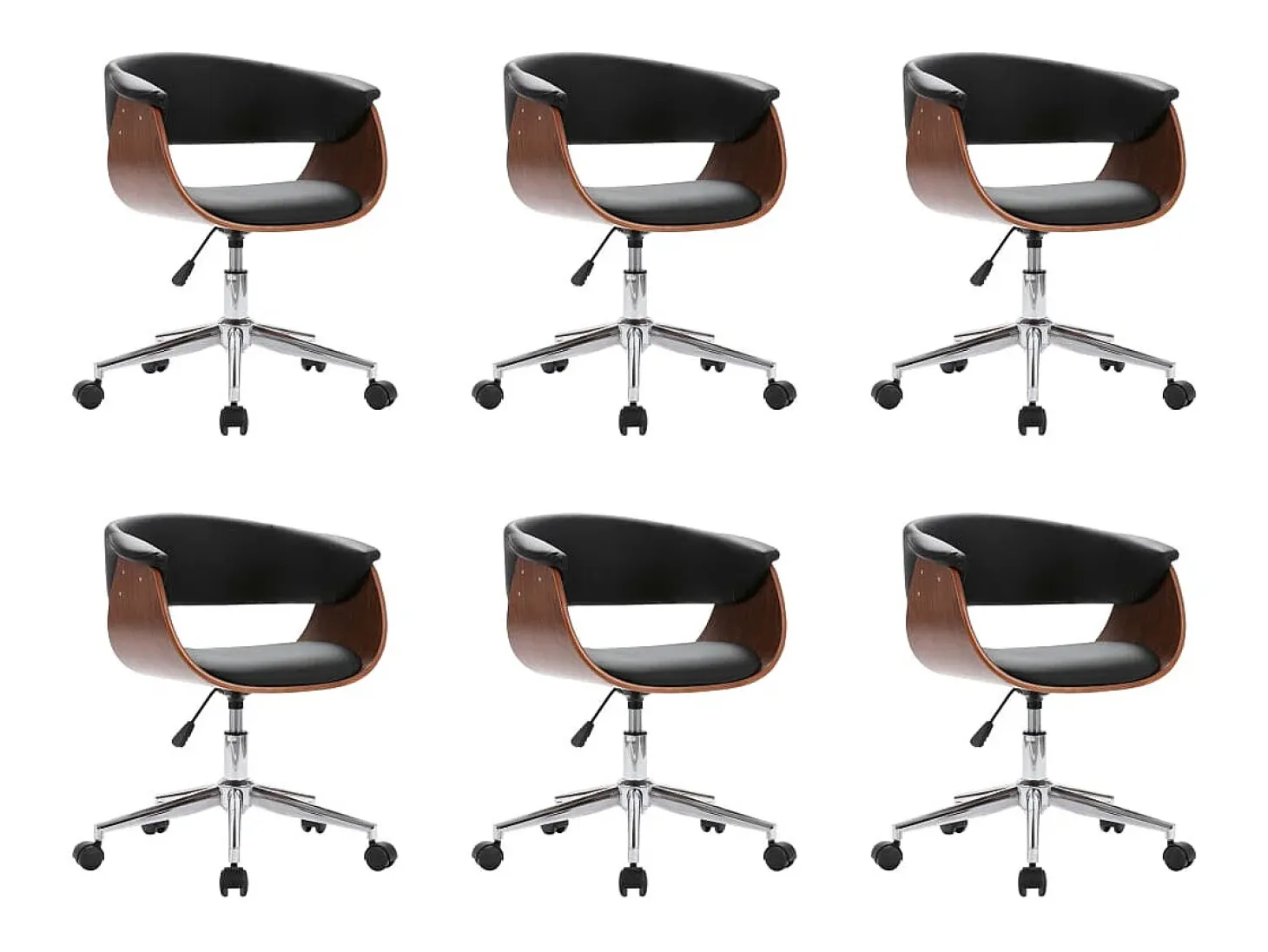 Sillas de comedor giratorias 6 unidades cuero sintético negro