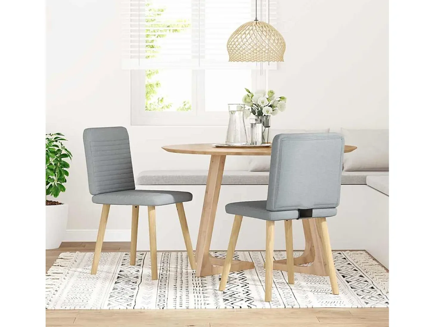 Sillas de comedor giratorias 2 unidades tela gris claro