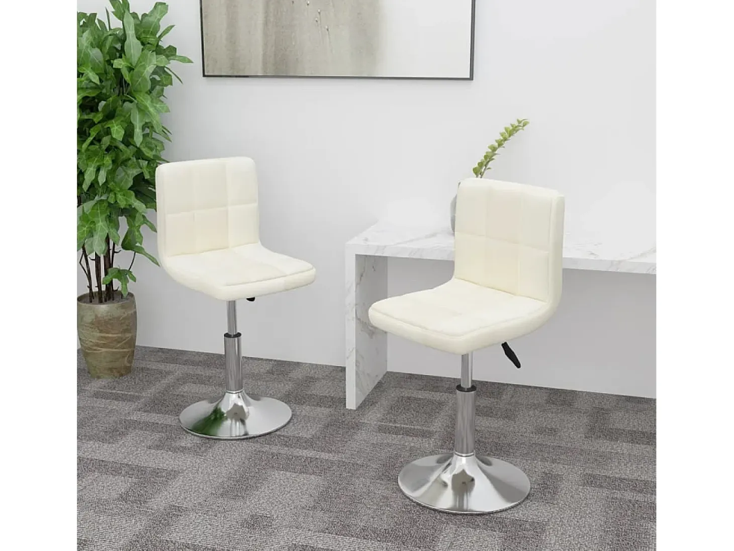 Sillas de comedor giratorias 2 unidades tela color crema