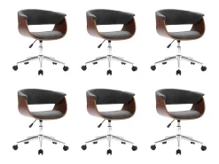 Sillas de comedor giratorias 6 unidades tela gris
