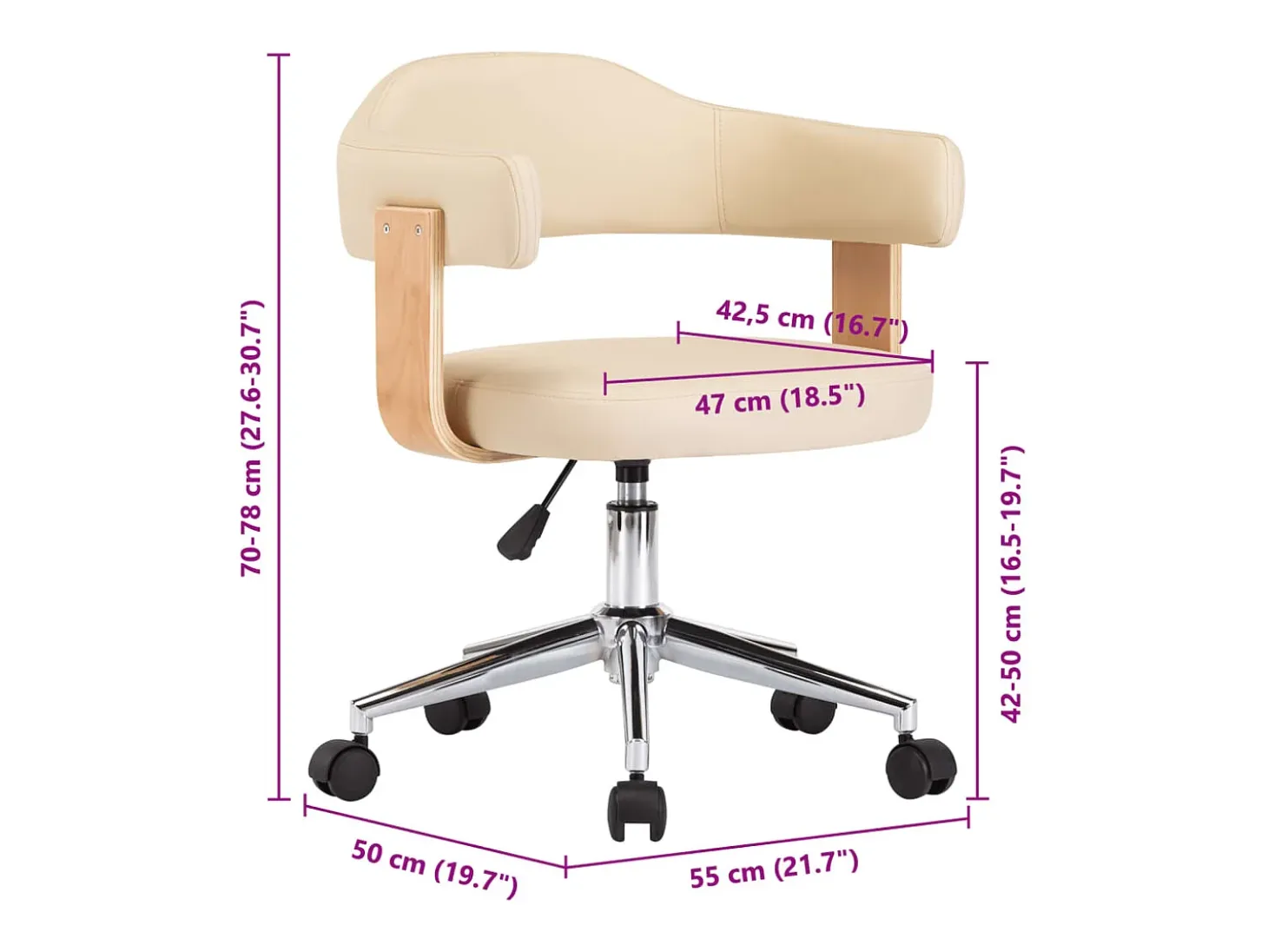 Sillas de comedor giratorias 4 unidades cuero sintético color crema