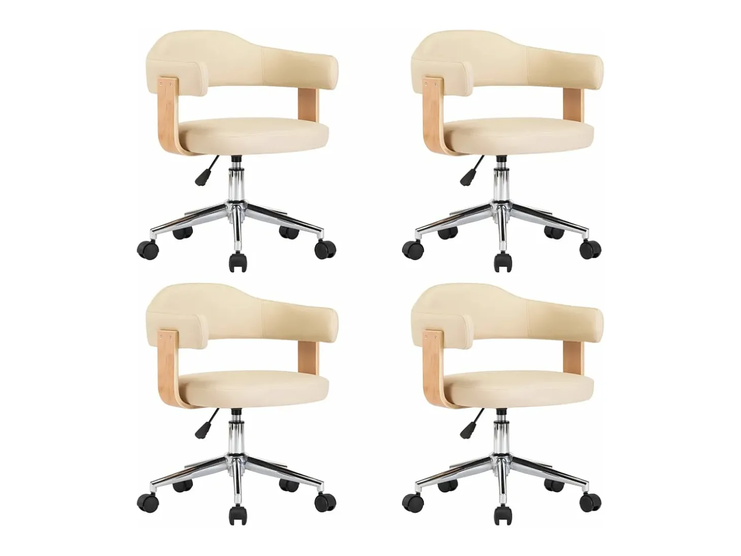 Sillas de comedor giratorias 4 unidades cuero sintético color crema