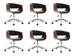 Sillas de comedor giratorias 6 unidades cuero sintético negro