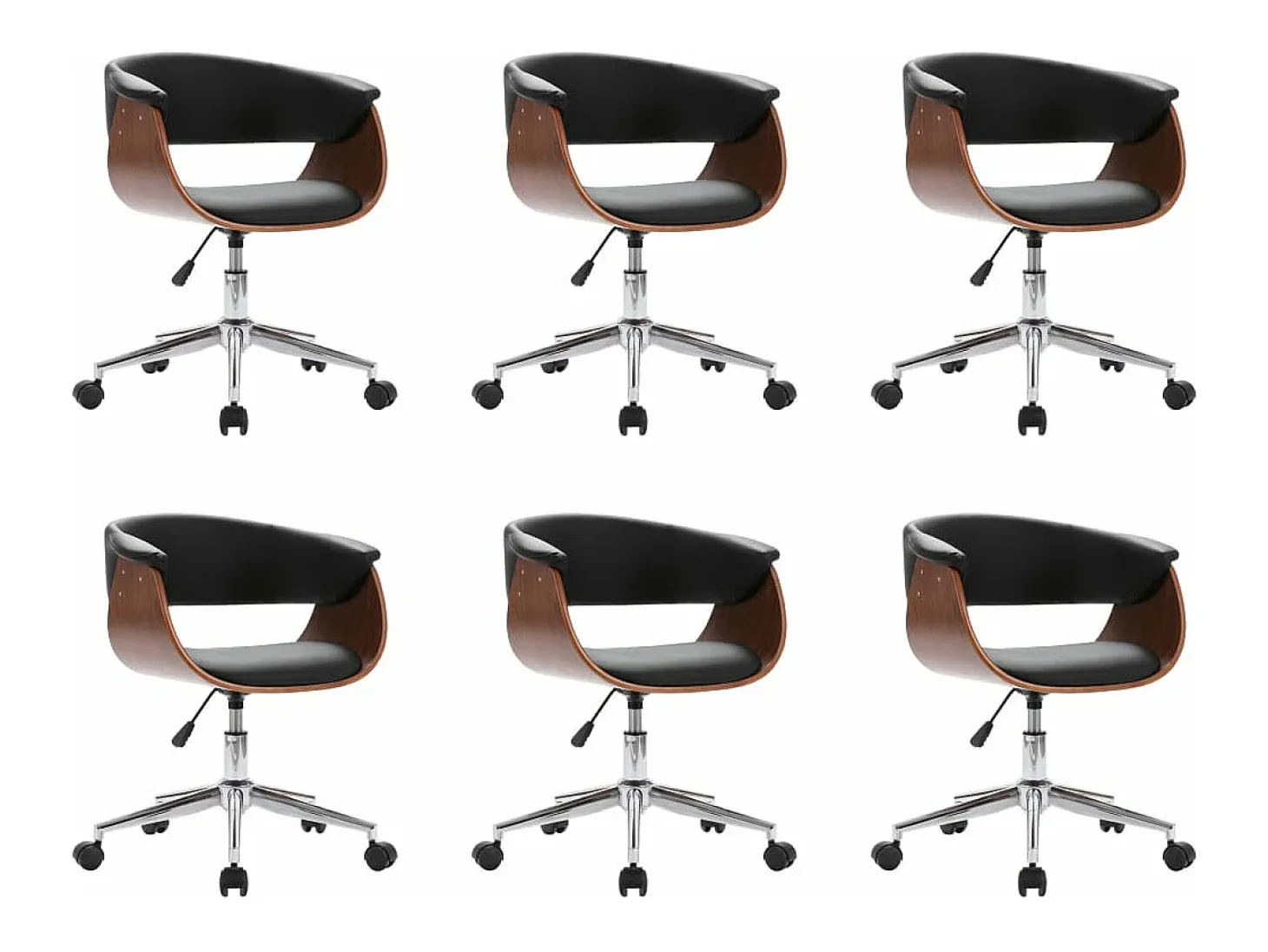 Sillas de comedor giratorias 6 unidades cuero sintético negro