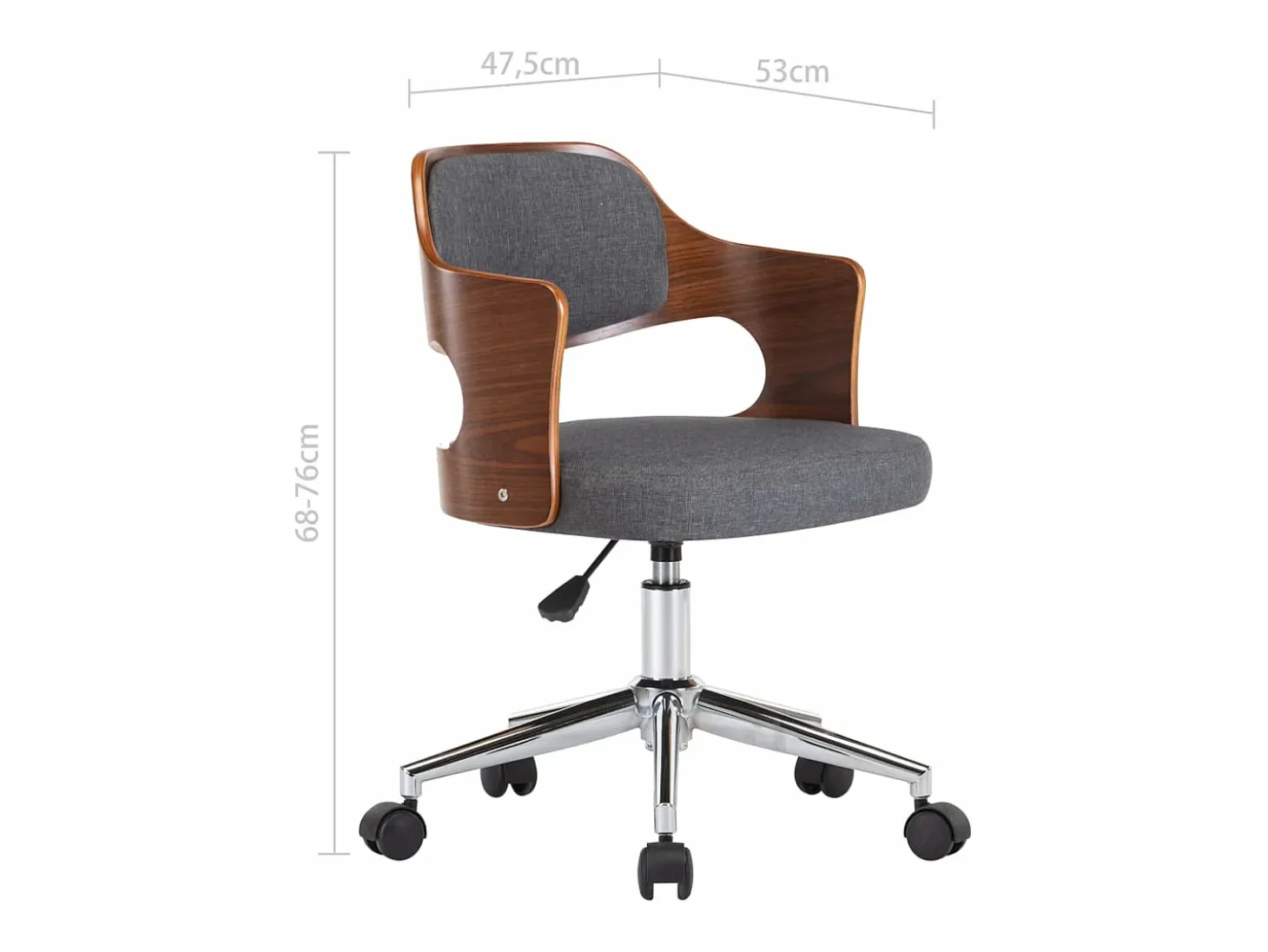 Sillas de comedor giratorias 2 unidades madera curvada y tela gris