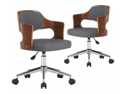 Sillas de comedor giratorias 2 unidades madera curvada y tela gris