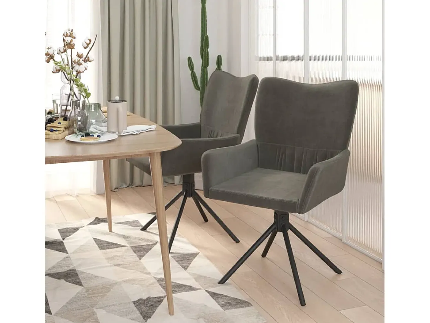 Sillas de comedor giratorias 2 unidades terciopelo gris oscuro