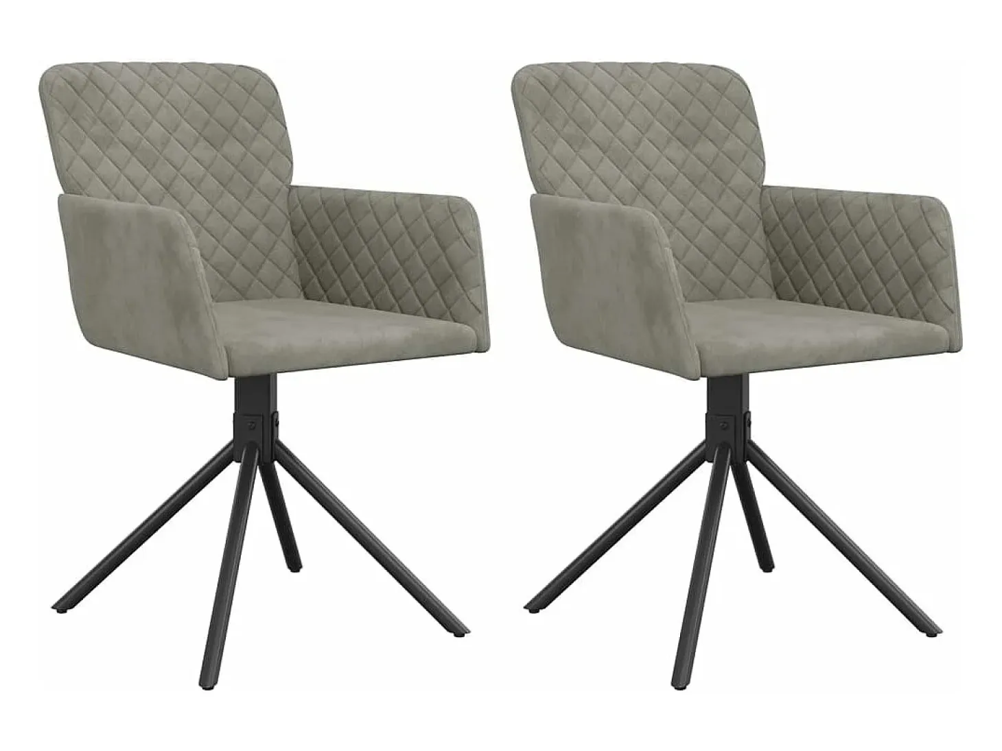 Sillas de comedor giratorias 2 unidades de terciopelo gris claro