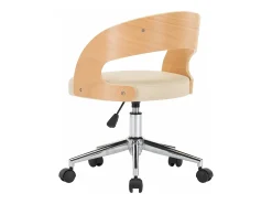 Sillas de comedor giratorias 2 unidades madera curvada cuero crema