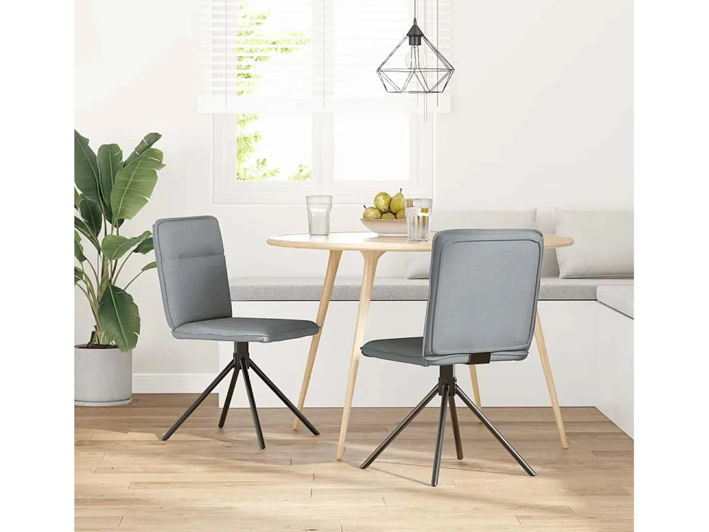 Sillas de comedor giratorias 2 unidades tela gris claro