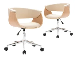 Sillas de comedor giratorias 2 uds cuero sintético color crema