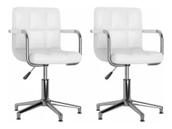 Sillas de comedor giratorias 2 unidades cuero sintético blanco