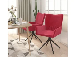 Sillas de comedor giratorias 2 unidades terciopelo rojo tinto