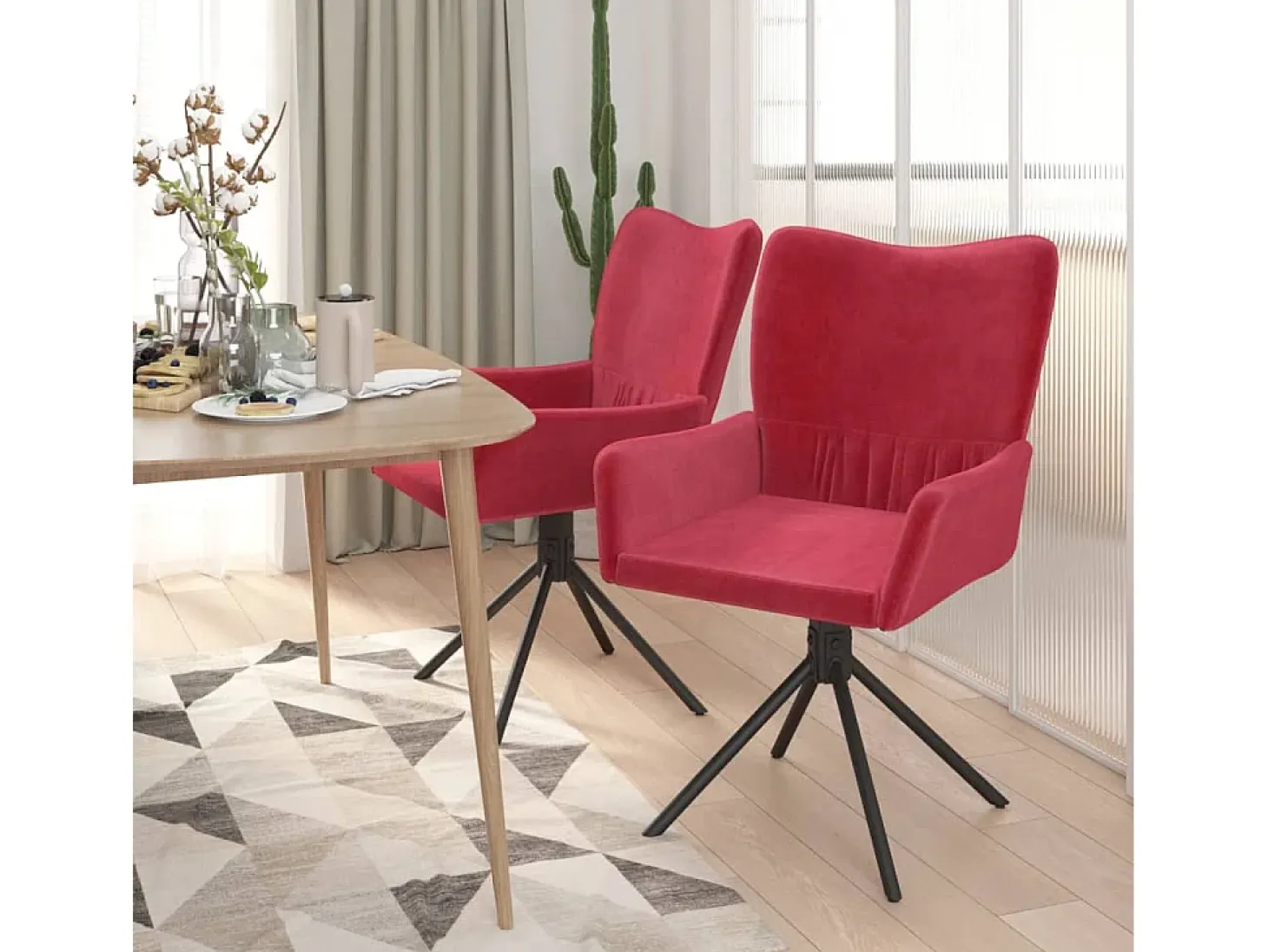 Sillas de comedor giratorias 2 unidades terciopelo rojo tinto