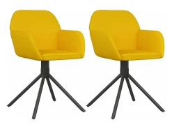 Sillas de comedor giratorias 2 unidades terciopelo amarillo