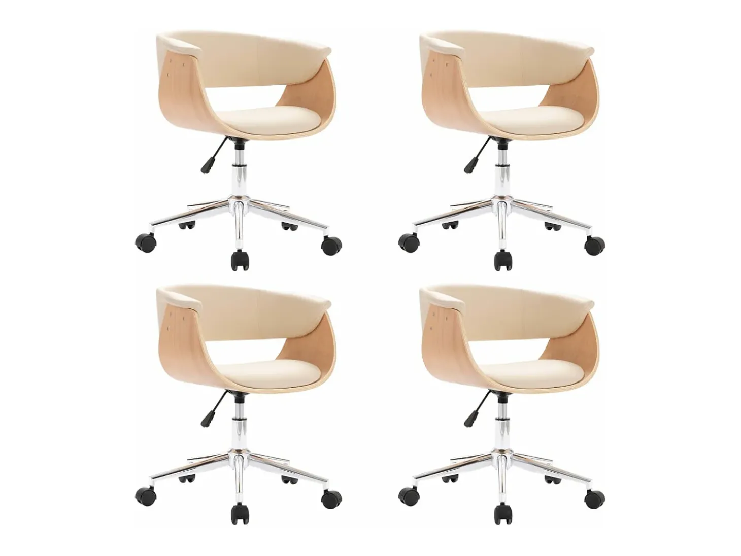Sillas de comedor giratorias 4 unidades cuero sintético color crema