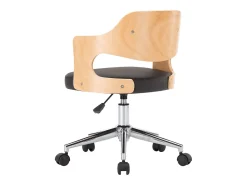 Sillas de comedor giratorias 4 unidades madera curvada y cuero negro