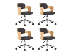 Sillas de comedor giratorias 4 unidades madera curvada y cuero negro