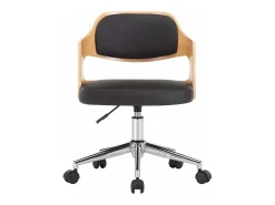 Sillas de comedor giratorias 4 unidades madera curvada y cuero negro