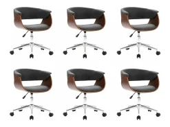 Sillas de comedor giratorias 6 unidades tela gris