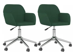 Sillas de comedor giratorias 2 unidades tela verde oscuro