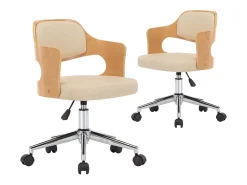 Sillas de comedor giratorias 2 uds madera curvada cuero crema