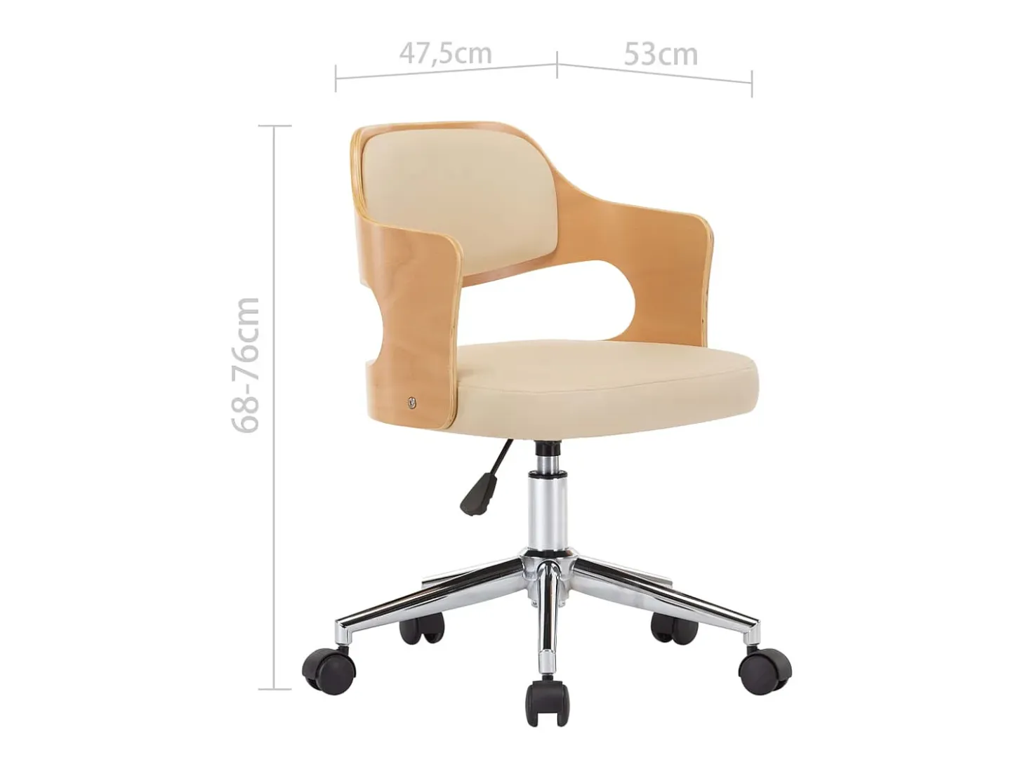 Sillas de comedor giratorias 2 uds madera curvada cuero crema