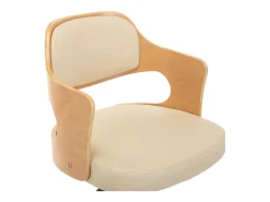 Sillas de comedor giratorias 2 uds madera curvada cuero crema