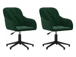 Sillas de comedor giratorias 2 unidades terciopelo verde oscuro
