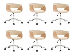 Sillas de comedor giratorias 6 unidades cuero sintético crema