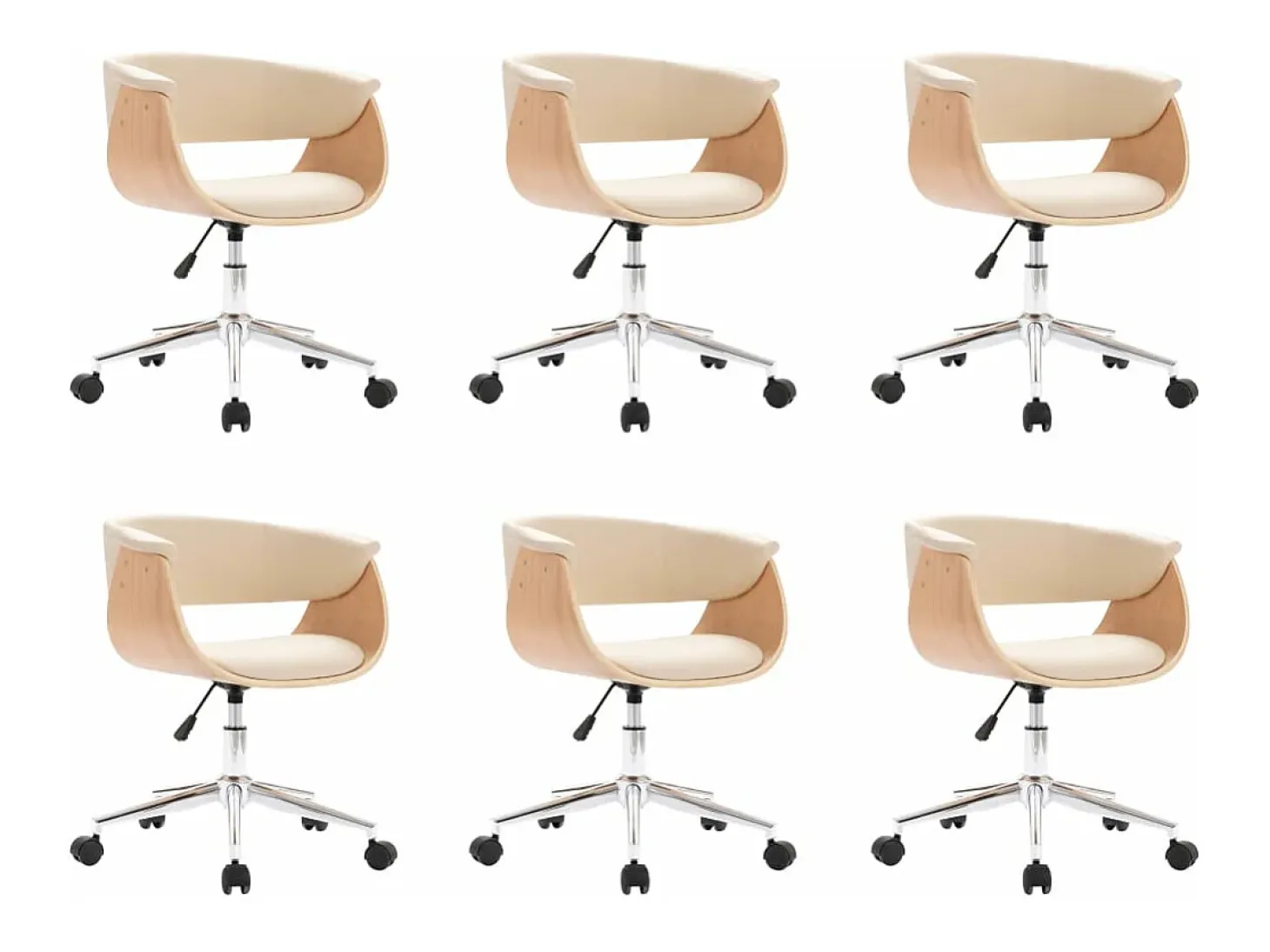 Sillas de comedor giratorias 6 unidades cuero sintético crema