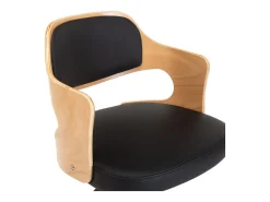 Sillas de comedor giratorias 6 unidades madera curvada y cuero negro